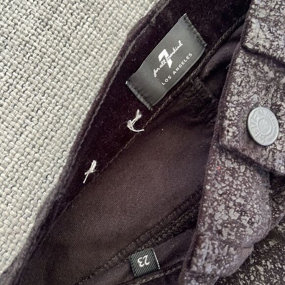 7 For All Mankind Jeans Womens‎ High Rise Metallic Velvet Ankle Skinny Black 23 - Picture 8 of 11